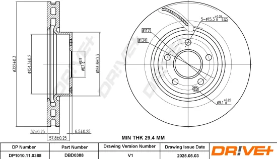 Bremsscheibe Vorderachse DR!VE+ DP1010.11.0388 Bild Bremsscheibe Vorderachse DR!VE+ DP1010.11.0388