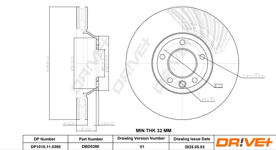 Bremsscheibe Vorderachse links DR!VE+ DP1010.11.0390 Bild Bremsscheibe Vorderachse links DR!VE+ DP1010.11.0390