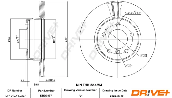 Bremsscheibe Vorderachse DR!VE+ DP1010.11.0397 Bild Bremsscheibe Vorderachse DR!VE+ DP1010.11.0397