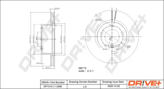Bremsscheibe Vorderachse Dr!ve+ DP1010.11.0398 Bild Bremsscheibe Vorderachse Dr!ve+ DP1010.11.0398