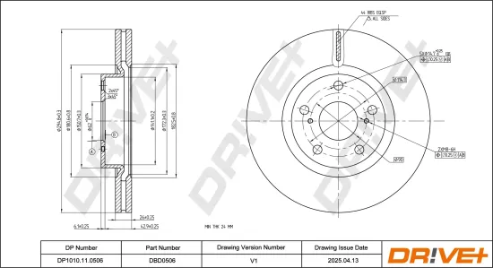 Bremsscheibe Vorderachse DR!VE+ DP1010.11.0506 Bild Bremsscheibe Vorderachse DR!VE+ DP1010.11.0506