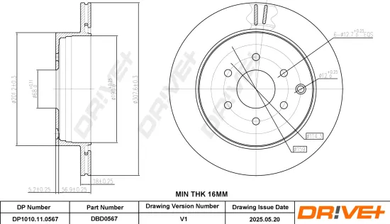 Bremsscheibe Hinterachse DR!VE+ DP1010.11.0567 Bild Bremsscheibe Hinterachse DR!VE+ DP1010.11.0567