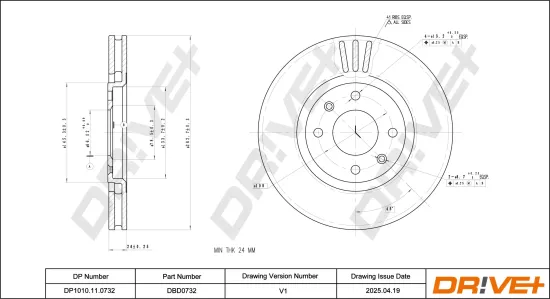Bremsscheibe Vorderachse DR!VE+ DP1010.11.0732 Bild Bremsscheibe Vorderachse DR!VE+ DP1010.11.0732