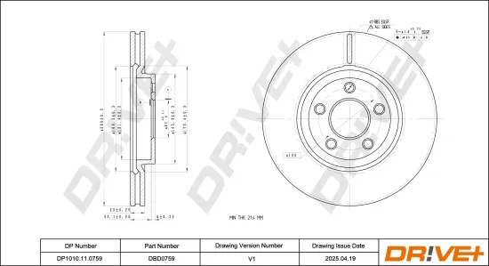 Bremsscheibe Vorderachse DR!VE+ DP1010.11.0759 Bild Bremsscheibe Vorderachse DR!VE+ DP1010.11.0759