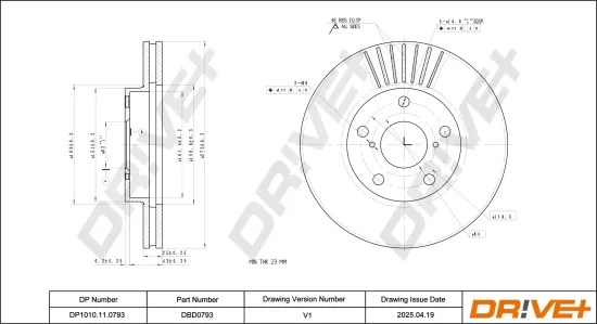 Bremsscheibe Vorderachse Dr!ve+ DP1010.11.0793 Bild Bremsscheibe Vorderachse Dr!ve+ DP1010.11.0793