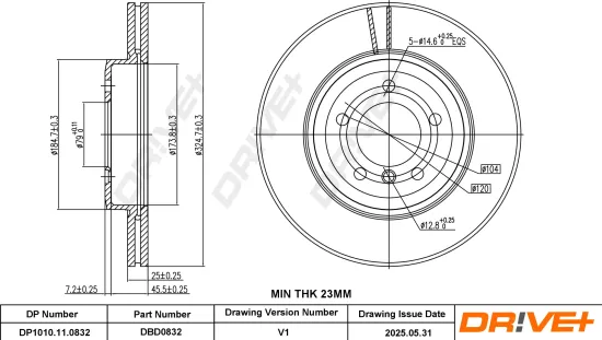 Bremsscheibe Vorderachse DR!VE+ DP1010.11.0832 Bild Bremsscheibe Vorderachse DR!VE+ DP1010.11.0832