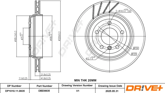 Bremsscheibe Hinterachse DR!VE+ DP1010.11.0835 Bild Bremsscheibe Hinterachse DR!VE+ DP1010.11.0835