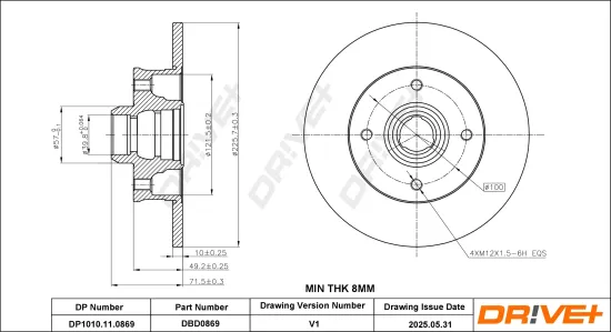 Bremsscheibe Hinterachse DR!VE+ DP1010.11.0869 Bild Bremsscheibe Hinterachse DR!VE+ DP1010.11.0869