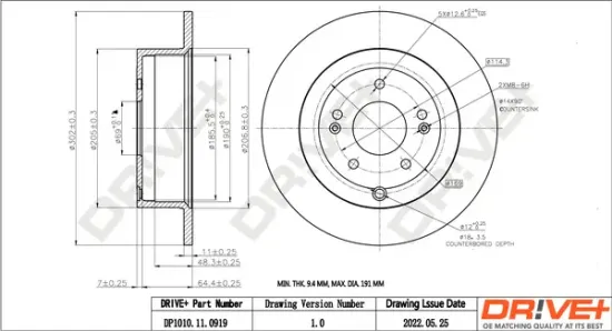 Bremsscheibe Hinterachse Dr!ve+ DP1010.11.0919 Bild Bremsscheibe Hinterachse Dr!ve+ DP1010.11.0919