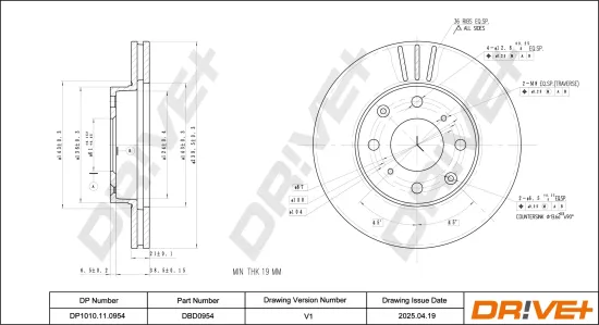 Bremsscheibe Vorderachse DR!VE+ DP1010.11.0954 Bild Bremsscheibe Vorderachse DR!VE+ DP1010.11.0954