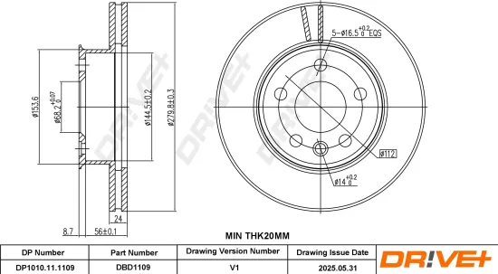 Bremsscheibe Vorderachse DR!VE+ DP1010.11.1109 Bild Bremsscheibe Vorderachse DR!VE+ DP1010.11.1109