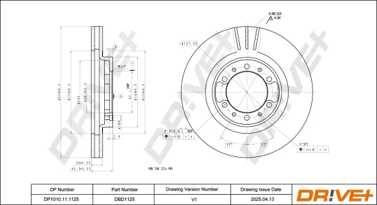 Bremsscheibe Vorderachse DR!VE+ DP1010.11.1125 Bild Bremsscheibe Vorderachse DR!VE+ DP1010.11.1125