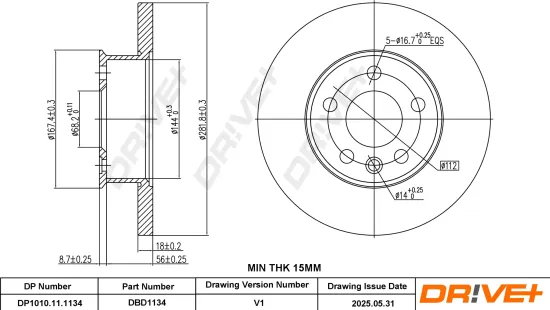 Bremsscheibe Vorderachse DR!VE+ DP1010.11.1134 Bild Bremsscheibe Vorderachse DR!VE+ DP1010.11.1134