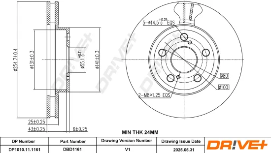 Bremsscheibe Vorderachse DR!VE+ DP1010.11.1161 Bild Bremsscheibe Vorderachse DR!VE+ DP1010.11.1161