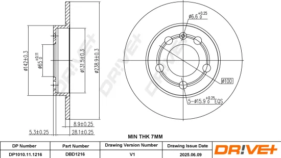 Bremsscheibe Hinterachse DR!VE+ DP1010.11.1216 Bild Bremsscheibe Hinterachse DR!VE+ DP1010.11.1216