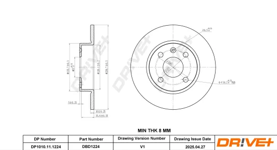 Bremsscheibe Hinterachse DR!VE+ DP1010.11.1224 Bild Bremsscheibe Hinterachse DR!VE+ DP1010.11.1224