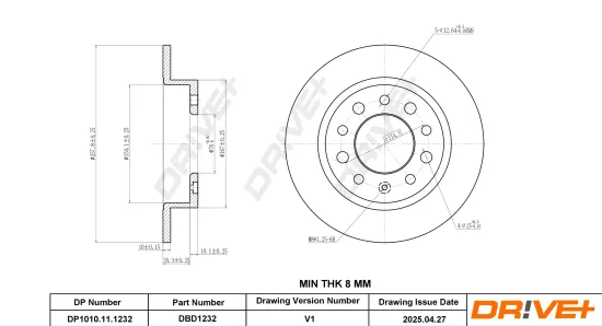 Bremsscheibe Hinterachse DR!VE+ DP1010.11.1232 Bild Bremsscheibe Hinterachse DR!VE+ DP1010.11.1232