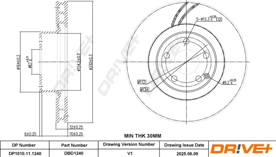 Bremsscheibe Vorderachse DR!VE+ DP1010.11.1240 Bild Bremsscheibe Vorderachse DR!VE+ DP1010.11.1240