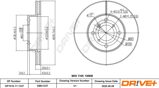 Bremsscheibe Vorderachse DR!VE+ DP1010.11.1337 Bild Bremsscheibe Vorderachse DR!VE+ DP1010.11.1337