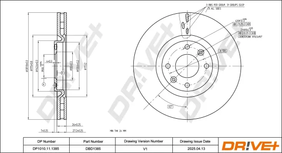 Bremsscheibe Vorderachse DR!VE+ DP1010.11.1385 Bild Bremsscheibe Vorderachse DR!VE+ DP1010.11.1385