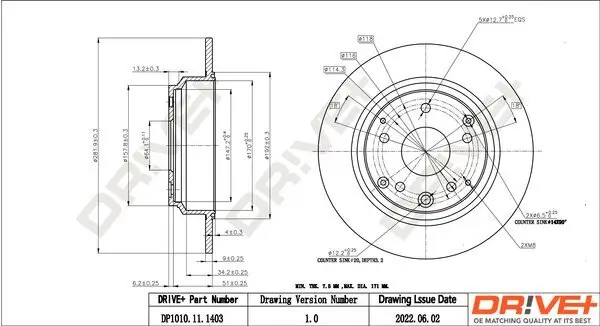 Bremsscheibe Hinterachse Dr!ve+ DP1010.11.1403