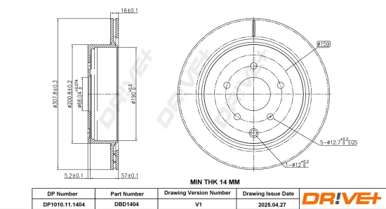 Bremsscheibe Hinterachse DR!VE+ DP1010.11.1404 Bild Bremsscheibe Hinterachse DR!VE+ DP1010.11.1404