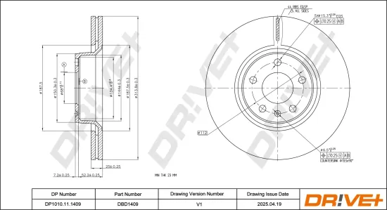 Bremsscheibe Vorderachse DR!VE+ DP1010.11.1409 Bild Bremsscheibe Vorderachse DR!VE+ DP1010.11.1409