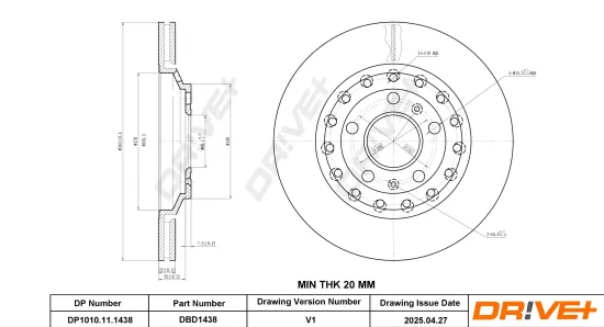 Bremsscheibe Hinterachse DR!VE+ DP1010.11.1438 Bild Bremsscheibe Hinterachse DR!VE+ DP1010.11.1438