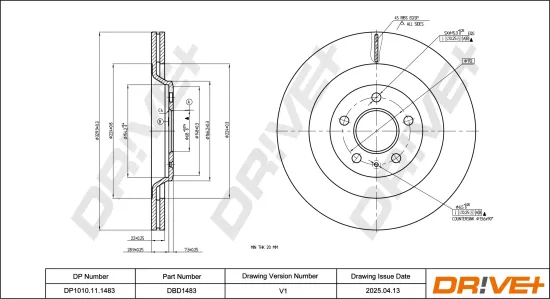 Bremsscheibe Hinterachse DR!VE+ DP1010.11.1483 Bild Bremsscheibe Hinterachse DR!VE+ DP1010.11.1483
