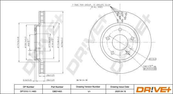 Bremsscheibe Vorderachse DR!VE+ DP1010.11.1493 Bild Bremsscheibe Vorderachse DR!VE+ DP1010.11.1493