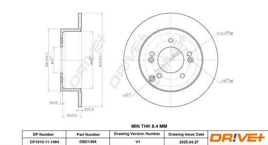 Bremsscheibe Hinterachse DR!VE+ DP1010.11.1494 Bild Bremsscheibe Hinterachse DR!VE+ DP1010.11.1494