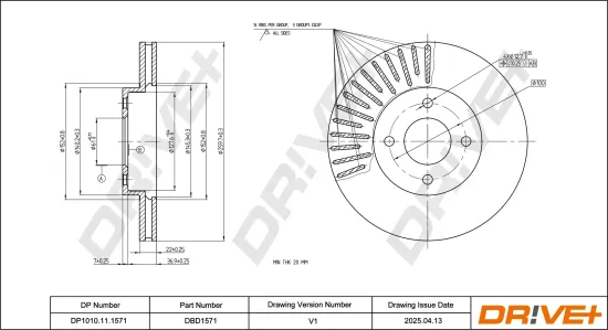 Bremsscheibe Vorderachse DR!VE+ DP1010.11.1571 Bild Bremsscheibe Vorderachse DR!VE+ DP1010.11.1571