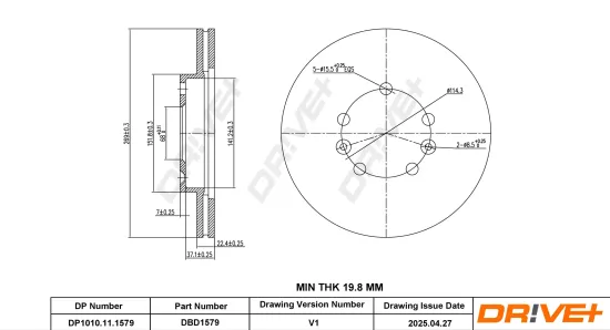 Bremsscheibe Vorderachse DR!VE+ DP1010.11.1579 Bild Bremsscheibe Vorderachse DR!VE+ DP1010.11.1579
