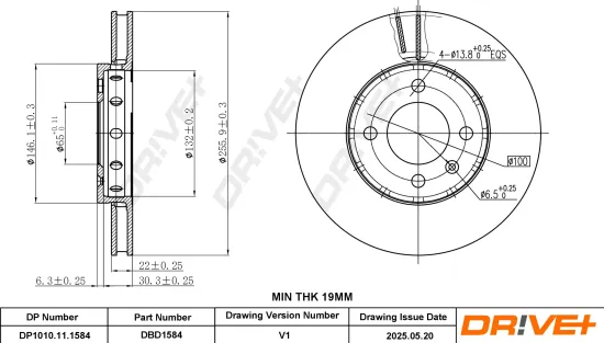 Bremsscheibe Vorderachse DR!VE+ DP1010.11.1584 Bild Bremsscheibe Vorderachse DR!VE+ DP1010.11.1584