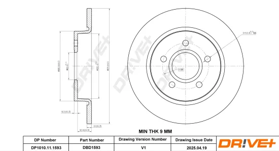 Bremsscheibe Hinterachse DR!VE+ DP1010.11.1593 Bild Bremsscheibe Hinterachse DR!VE+ DP1010.11.1593