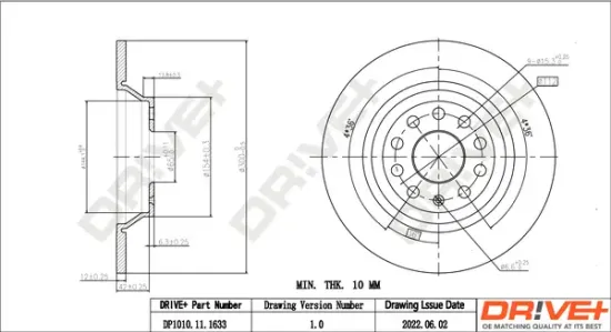 Bremsscheibe Hinterachse Dr!ve+ DP1010.11.1633 Bild Bremsscheibe Hinterachse Dr!ve+ DP1010.11.1633