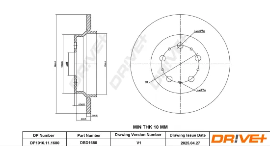 Bremsscheibe Hinterachse DR!VE+ DP1010.11.1680 Bild Bremsscheibe Hinterachse DR!VE+ DP1010.11.1680