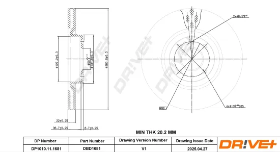 Bremsscheibe Vorderachse DR!VE+ DP1010.11.1681 Bild Bremsscheibe Vorderachse DR!VE+ DP1010.11.1681