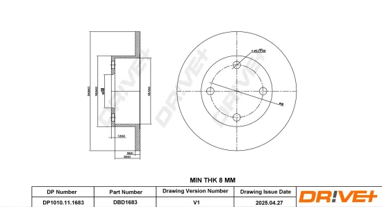 Bremsscheibe Hinterachse DR!VE+ DP1010.11.1683 Bild Bremsscheibe Hinterachse DR!VE+ DP1010.11.1683