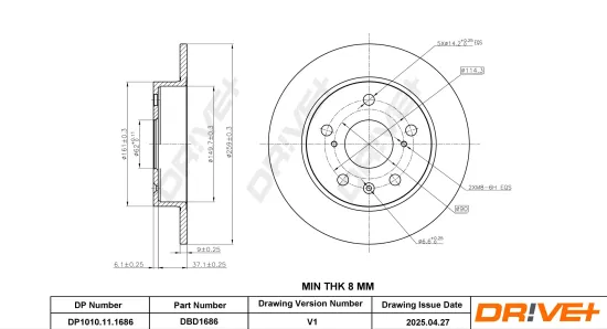 Bremsscheibe Hinterachse DR!VE+ DP1010.11.1686 Bild Bremsscheibe Hinterachse DR!VE+ DP1010.11.1686