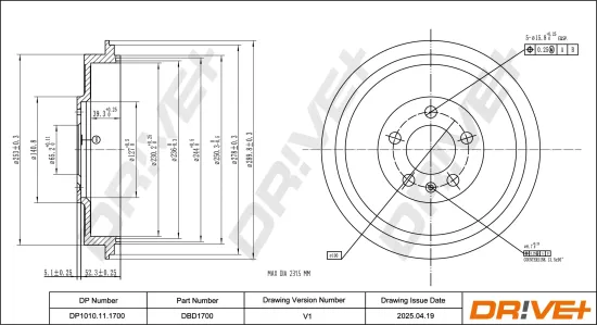 Bremstrommel Hinterachse DR!VE+ DP1010.11.1700 Bild Bremstrommel Hinterachse DR!VE+ DP1010.11.1700
