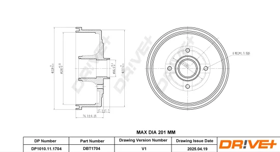 Bremstrommel Hinterachse DR!VE+ DP1010.11.1704 Bild Bremstrommel Hinterachse DR!VE+ DP1010.11.1704