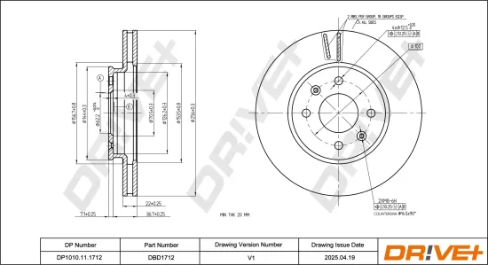 Bremsscheibe Vorderachse DR!VE+ DP1010.11.1712 Bild Bremsscheibe Vorderachse DR!VE+ DP1010.11.1712