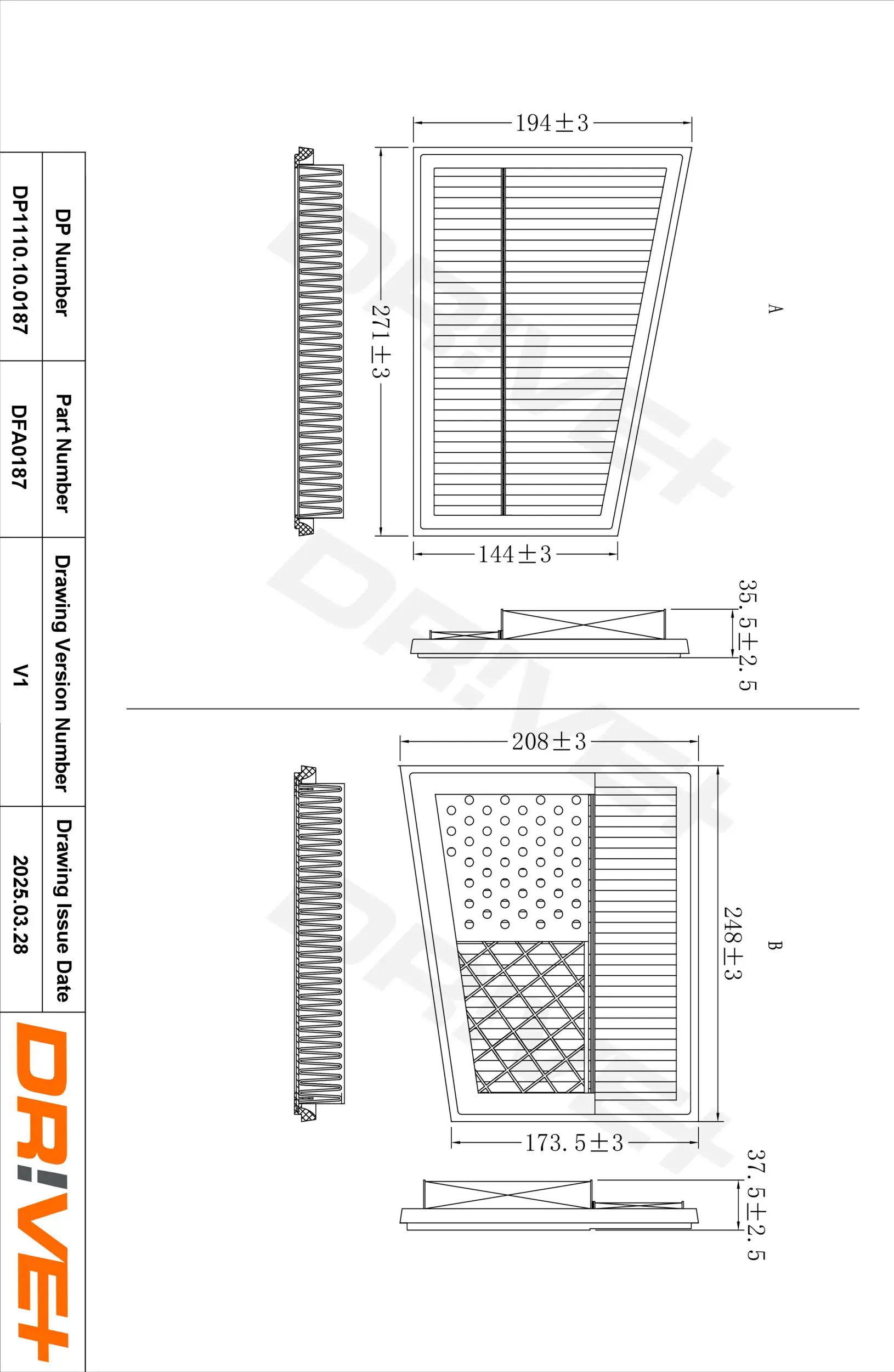 Luftfilter links Dr!ve+ DP1110.10.0187