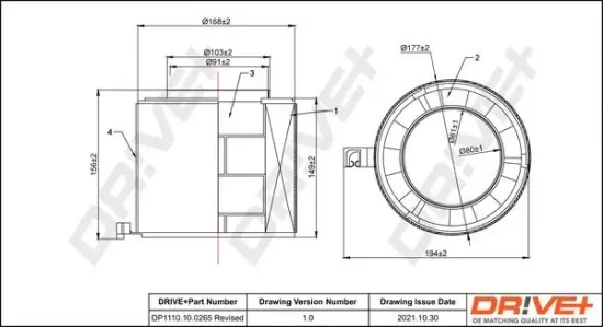 Luftfilter Dr!ve+ DP1110.10.0265 Bild Luftfilter Dr!ve+ DP1110.10.0265