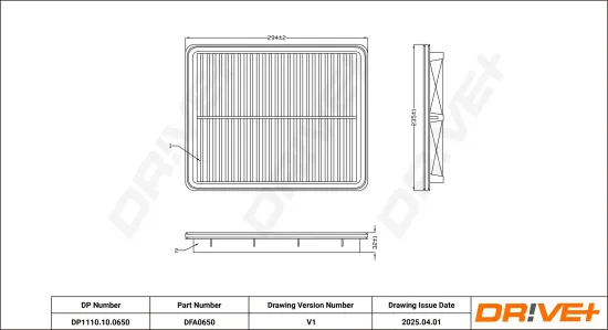 Luftfilter Dr!ve+ DP1110.10.0650 Bild Luftfilter Dr!ve+ DP1110.10.0650