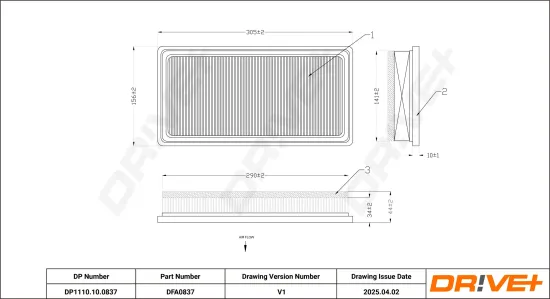 Luftfilter Dr!ve+ DP1110.10.0837 Bild Luftfilter Dr!ve+ DP1110.10.0837