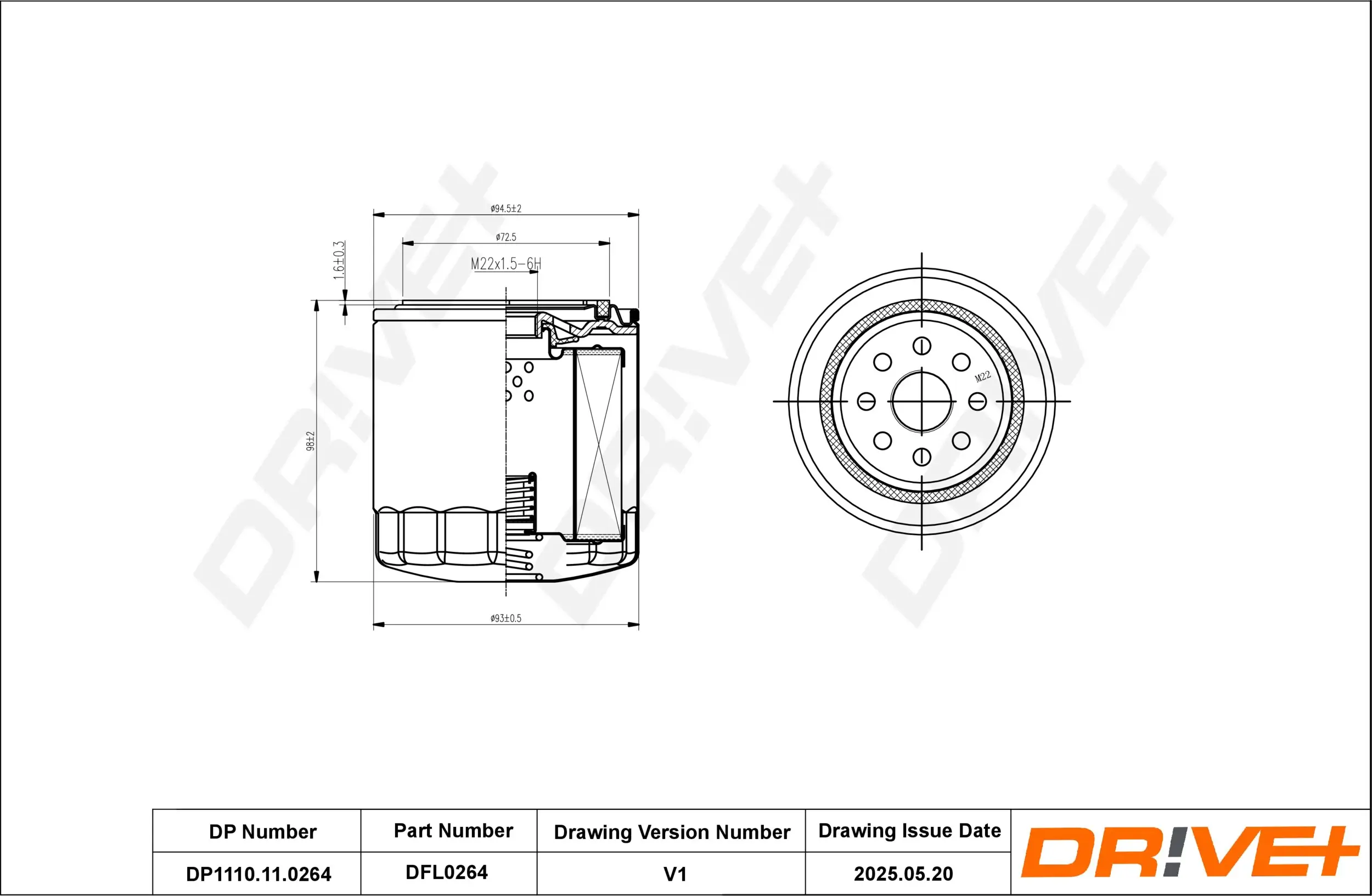 Ölfilter Dr!ve+ DP1110.11.0264