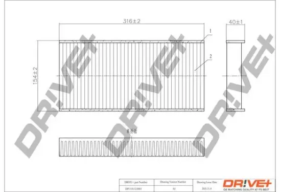 Filter, Innenraumluft Dr!ve+ DP1110.12.0001 Bild Filter, Innenraumluft Dr!ve+ DP1110.12.0001