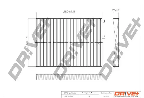 Filter, Innenraumluft Dr!ve+ DP1110.12.0002